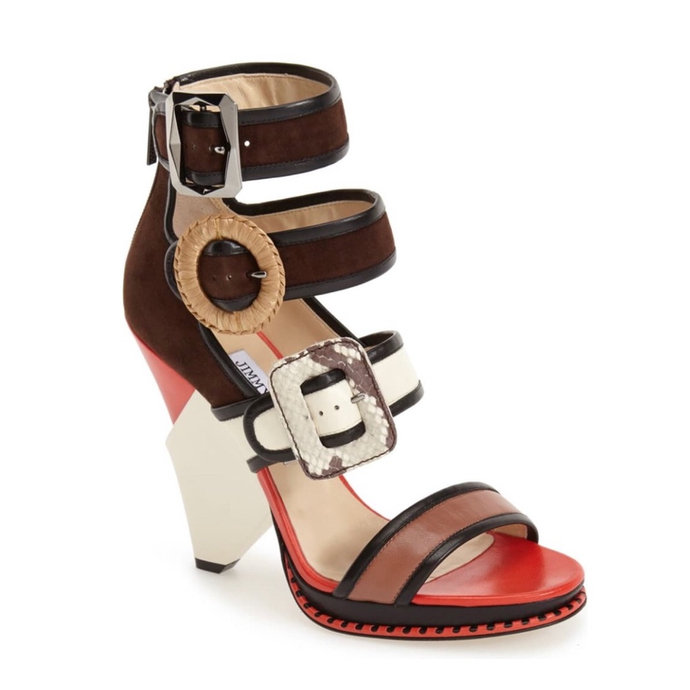 JIMMY CHOO Kaya Triple Buckle Sandal 39.5